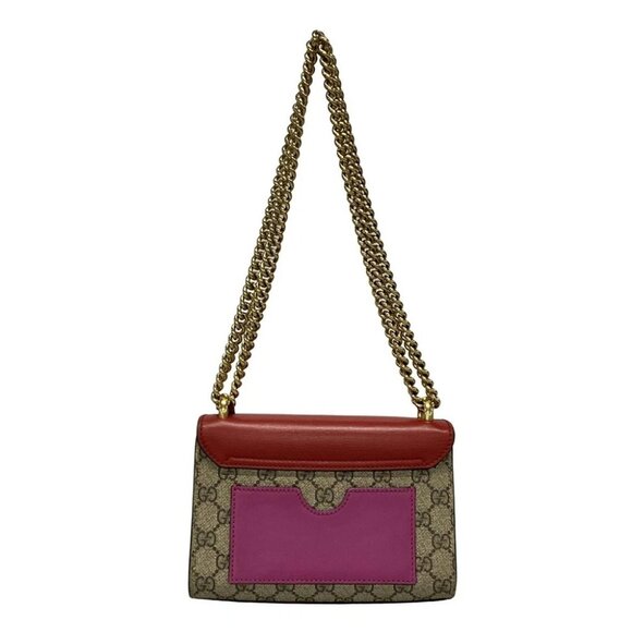 Auth GUCCI Padlock/GG Supreme Beige Red Pink PVC Leather Shoulder Bag - Picture 2 of 14
